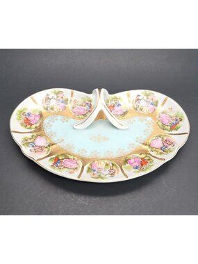 Vintage Heart Courtship Vanity Dish Arnart Creation Gold Trim Hand Painted Cr154